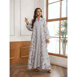 Women's Muslim Abaya Arabic Maxi Dress - Elegant Beaded Hijab Dress Suitable for Saudi Islamic Modest Fashion, Machine Washable Maxi Robe for Hajj, Ramadan, Daily Wear, Spring/Summer Traditional Dress