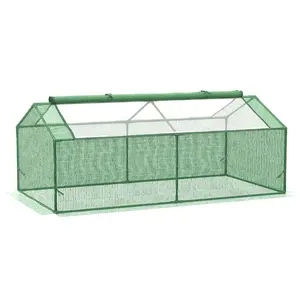 Outsunny 71" x 36" x 28" Mini Greenhouse Portable Hot House for Plants with Large Zipper Windows for Outdoor, Indoor, Garden, Green