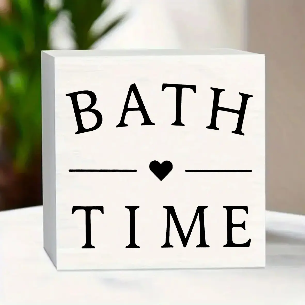 1pc "Bath Time" wood Sign, Wooden home sign - Black & White Heart Design, Ideal for Bathroom, Toilet, Vanity Decor, Bathroom Signs Decor, Easy to Mount, Durable, Bathroom Wall Art, Playful Decor, Wall Decor Plaque