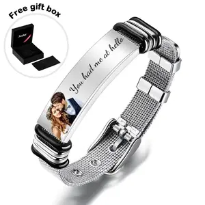 Customized Engraved Bracelet with Photo and Text Business DIY Bracelet for Men