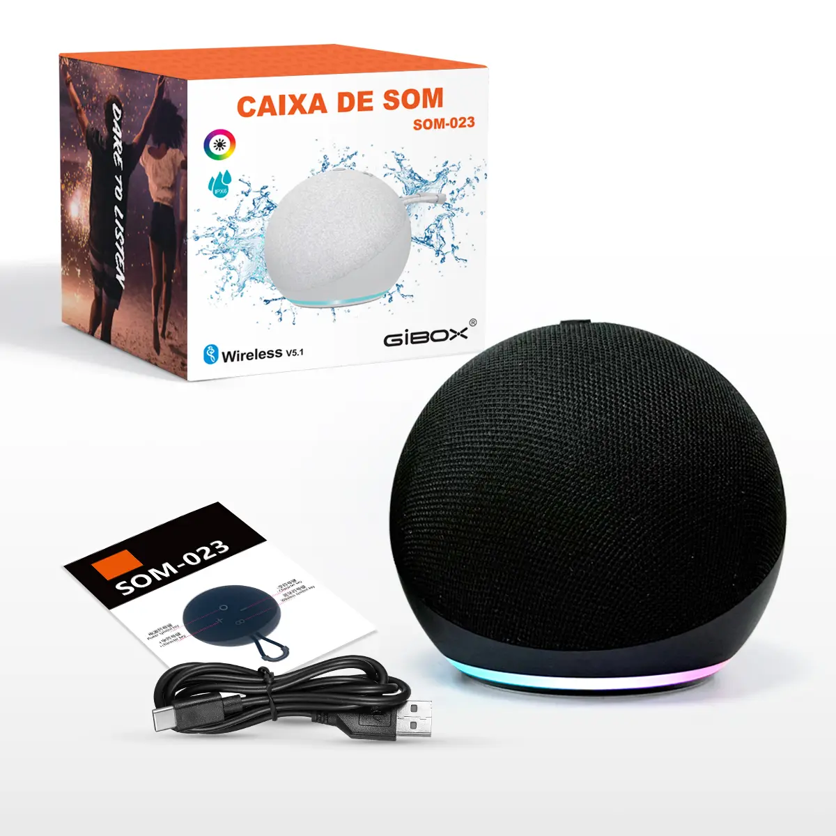 Portable Bluetooth Speaker with RGB Lights, Bluetooth 5.3 Wireless Speaker, TWS Stereo Pairing, FM Radio, USB Playback, Deep Bass, Outdoor Travel Home Party Speaker