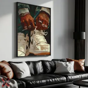 Sneakerhead Art Print Black Man Wall Art Printable Sneaker Poster Hypebeast Male Decor Sneaker Artwork No Frame Wall Decor for Living Room Dormitory Bathroom Kitchen Vintage Bedroom - Decoration