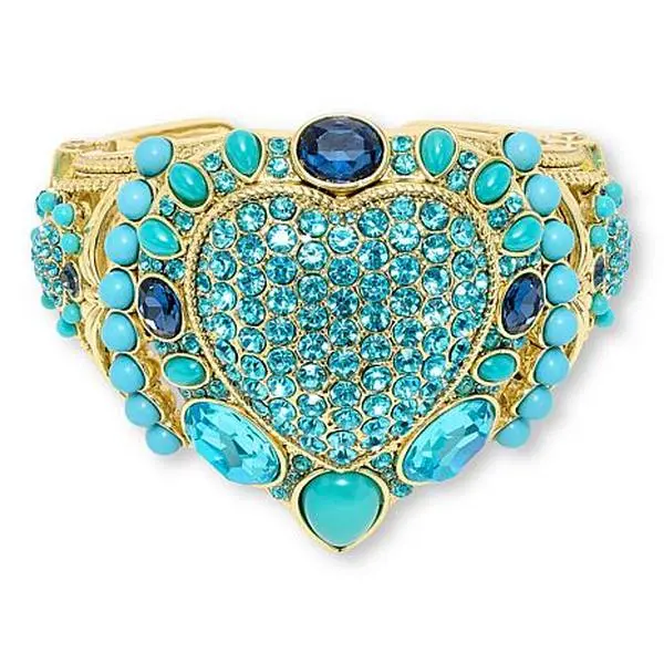 Heidi Daus Santa Fe Blue Stone Heart Cuff Bangle Bracelet