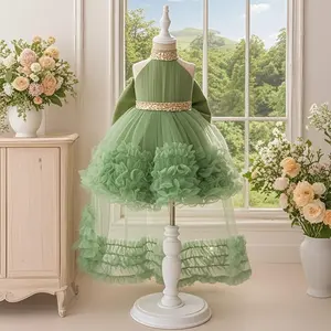 2325 4-8Y High-end girls' evening gowns elegant and sophisticated sequined design with intercom embellishments trailing gowns suitable for upscale parties piano performances birthday parties