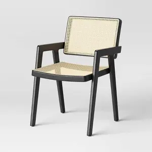 Wood Framed Woven Panel Dining Chair Black (FA) - Threshold