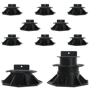 10 Pack Adjustable Deck Support Pedestal, Plastic Adjustable Deck Foundation Base, Support for Floating Deck Platform Deck Floor Height Adjustment Raising from 2-3/8" to 5-1/2"