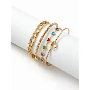Cider 4 PCS HEART & TWIST & KNOT BRACELETS SET