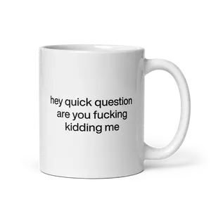 Hey quick question are you fucking kidding me Mug
