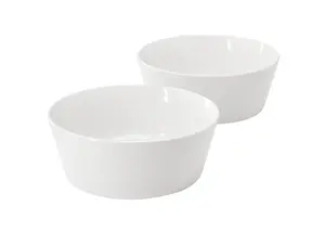 Gibson Home 2 Piece 6.75 Inch Round Fine Ceramic Side Bowl Sets in White
