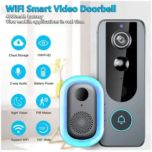 Smart Video Rechargeable Wireless Doorbell with 4000mAh Battery - 2.4G/5G WiFi, Night Vision, Waterproof, 2-Way Talk, Real-Time Alerts, Voice Changer, Cloud/SD Storage, Indoor Outdoor Home Security System, App Control