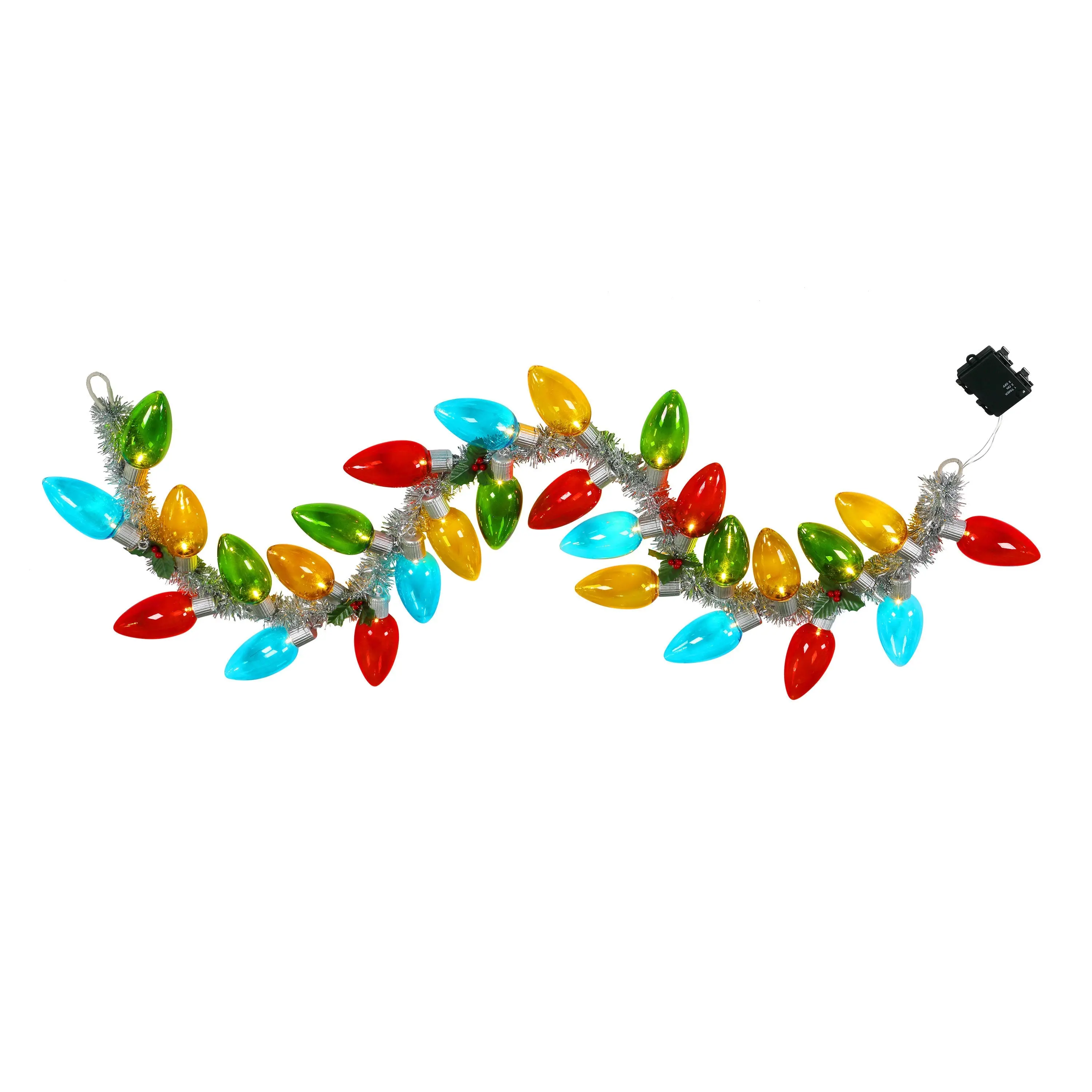 6 ft. Classic Retro C9 Bulb Light Garland, Multi-Color Christmas Tinsel Decor