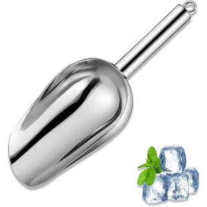 Metal Ice Scoop 6 Oz，Kitchen Ice Scooper for Ice Maker, Small Food Scoops for Bar Party Wedding Pet Dog Food, Stainless Steel Silver