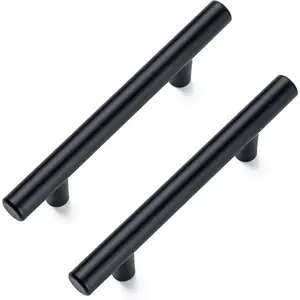 10 Pack Cabinet Pulls Matte Black Stainless Cabinet Handles, for Kitchen and Bathroom Cabinets, 5 Inch Length, 3 Inch Hole Center