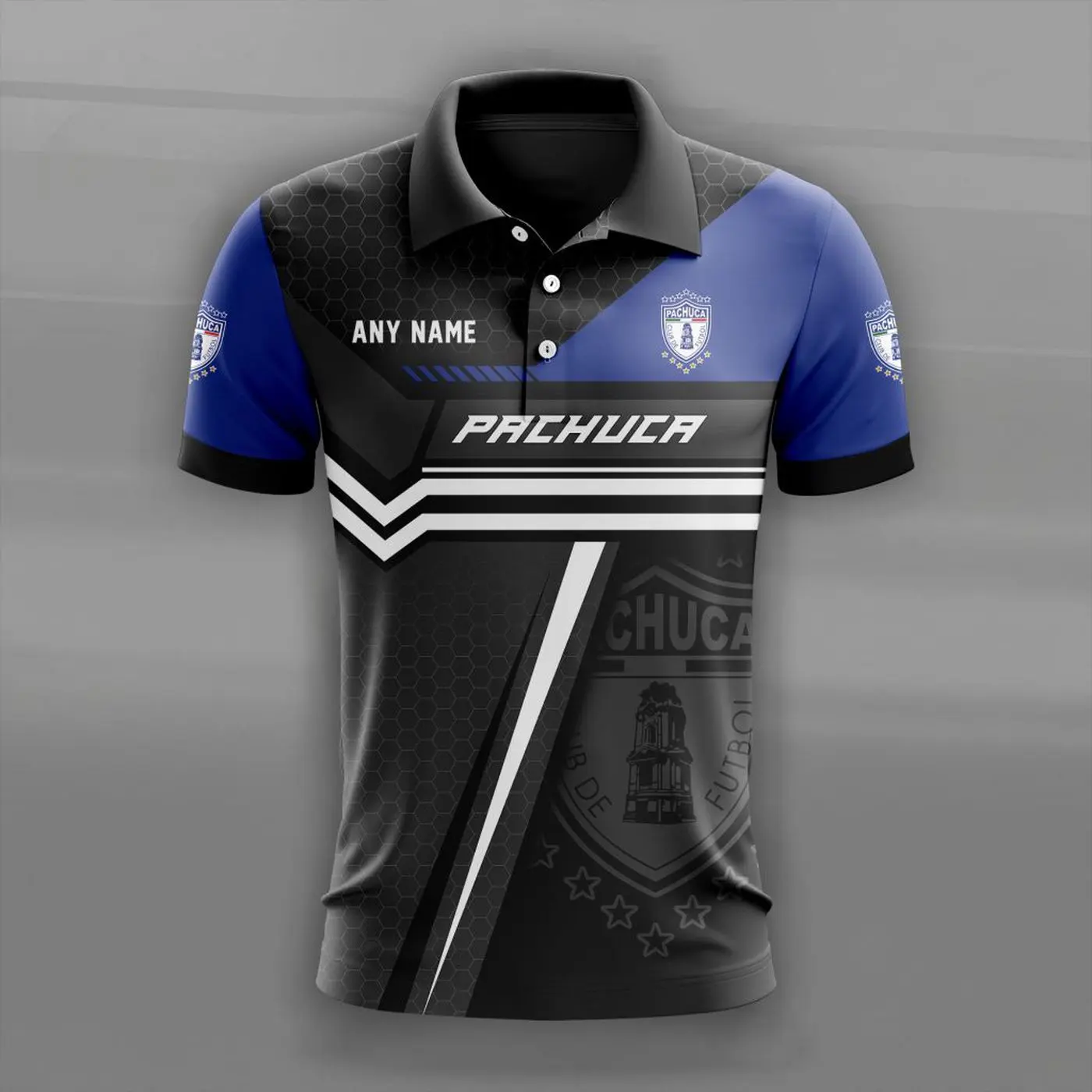 LIGA MX C.F. Pachuca Personalized Name Multi Color Polo ST2604