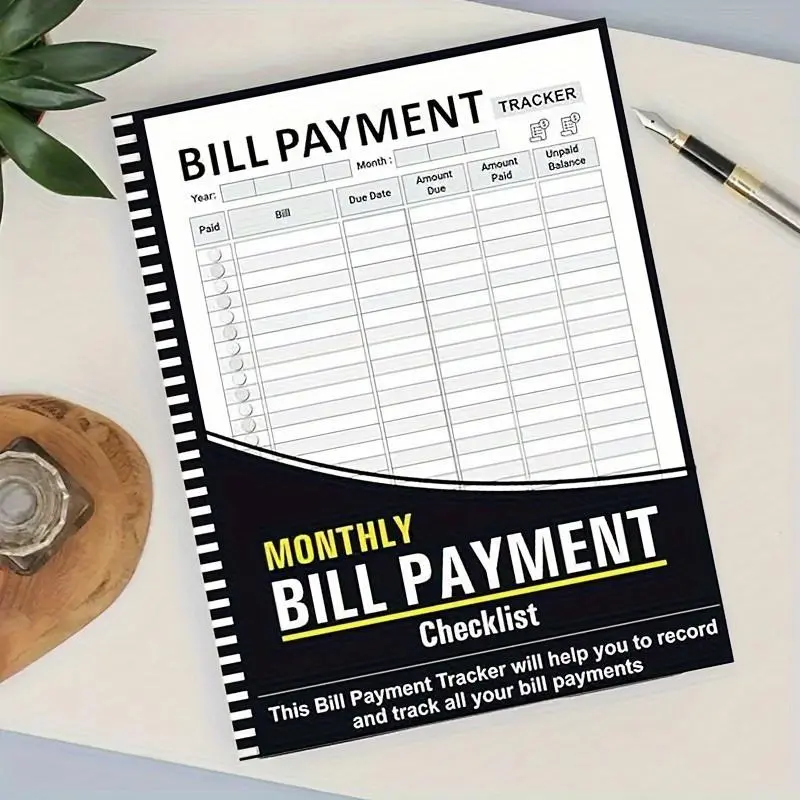 Monthly Bill Payment Tracker, 1 Count Spiral Bound Monthly Bill Payment Checklist, Bill Organizer Planner, Finance Checklist Organizer, Accounting Supplies for Home Office