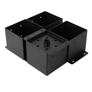 Garvee 4 PCS Metal 6×6 Post Base, Heavy Duty Post Bracket with Partition,Powder-Coated Post Anchor for Pavilion Deck Railing Support Deck Base Plate