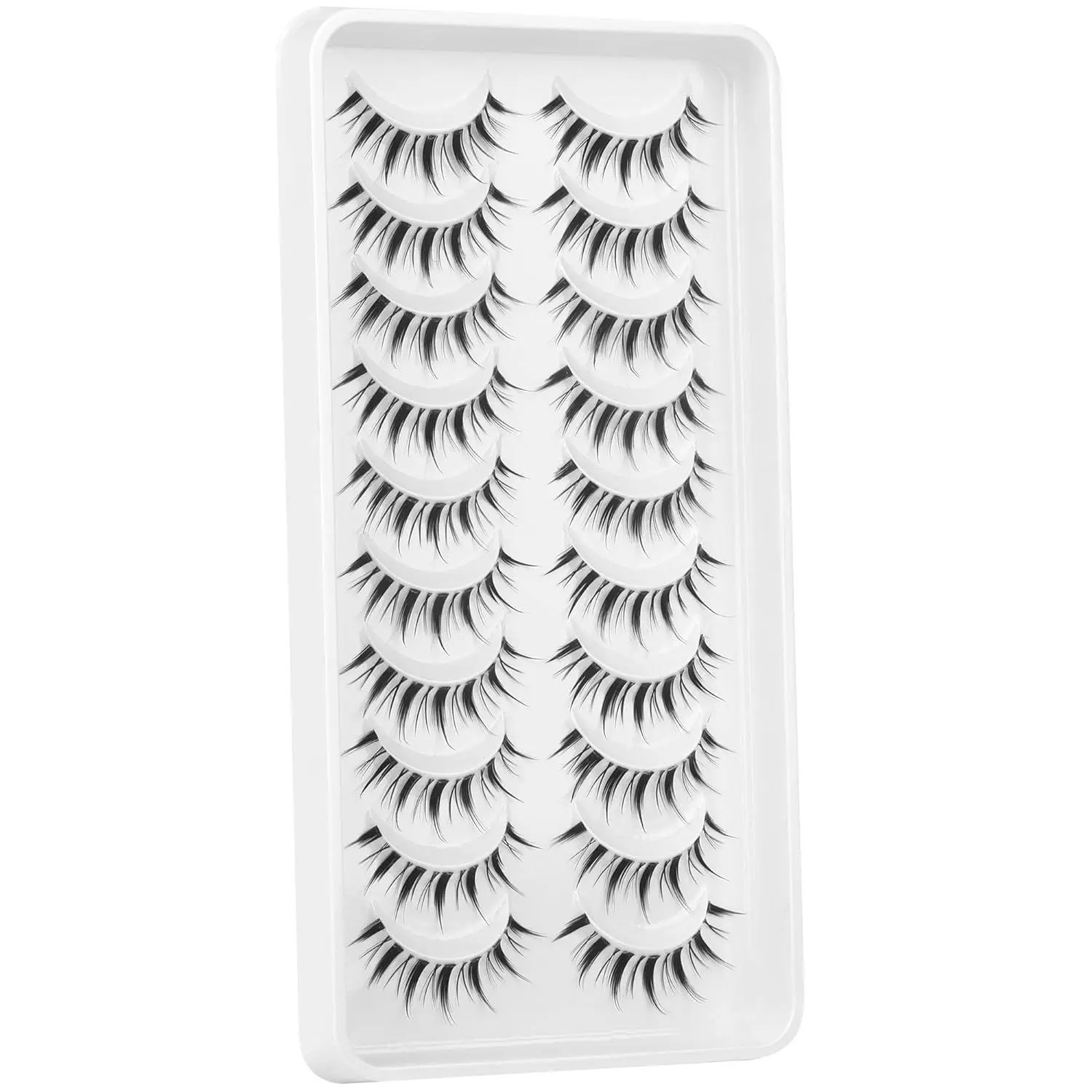 Manga Lashes Natural Look Anime False Eyelashes Individual Wispy Korean Makeup Eye Lashes Clusters 10 Pairs Asian Chinese Japanese Fake Eyelashes Pack Cosmetic Lash Extensions