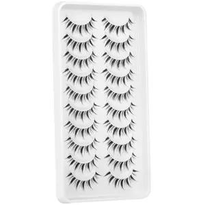Manga Lashes Natural Look Anime False Eyelashes Individual Wispy Korean Makeup Eye Lashes Clusters 10 Pairs Asian Chinese Japanese Fake Eyelashes Pack Cosmetic Lash Extensions