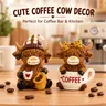 Highland Cow Resin Figure, Coffee-Tone Decorative Desktop Ornament, Compact Animal Collectible for Home Desk Workspace Decor, Unique Gift for Cow Lovers