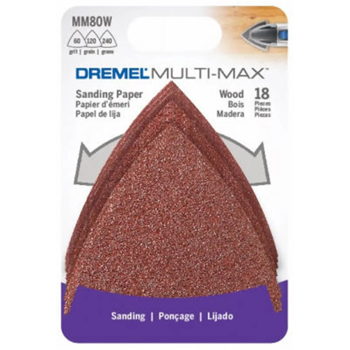 Dremel MM80W Wood Sandpaper Pack of 2, 18-Pack, Multi-Grits, Wood Sanding