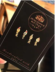 4 Piece Leaf Dangle Nose Ring Set