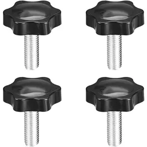4pcs 38mm Dia Plum Hex Shaped Grips Star Clamping Screw Knob, M10 x 25mm Male Thread