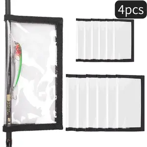 4 Pack Fishing Lure Wraps, Clear Hook Cover Bait Keeper for Saltwater Freshwater, Durable PVC Tackle Storage Bag Kit with Hook & Loop Tape, 7.5''L Easy Open Organizer Protector Gear, Fishing Equipment