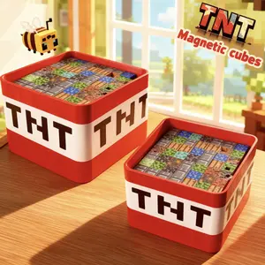 New Magnetic Blocks - 200pcs TNT Magnets Building Blocks (Random Block) Storage Box Mini Educational Toys Puzzle Game 4-12 Years Boys Girls Children's Day Birthday Gift