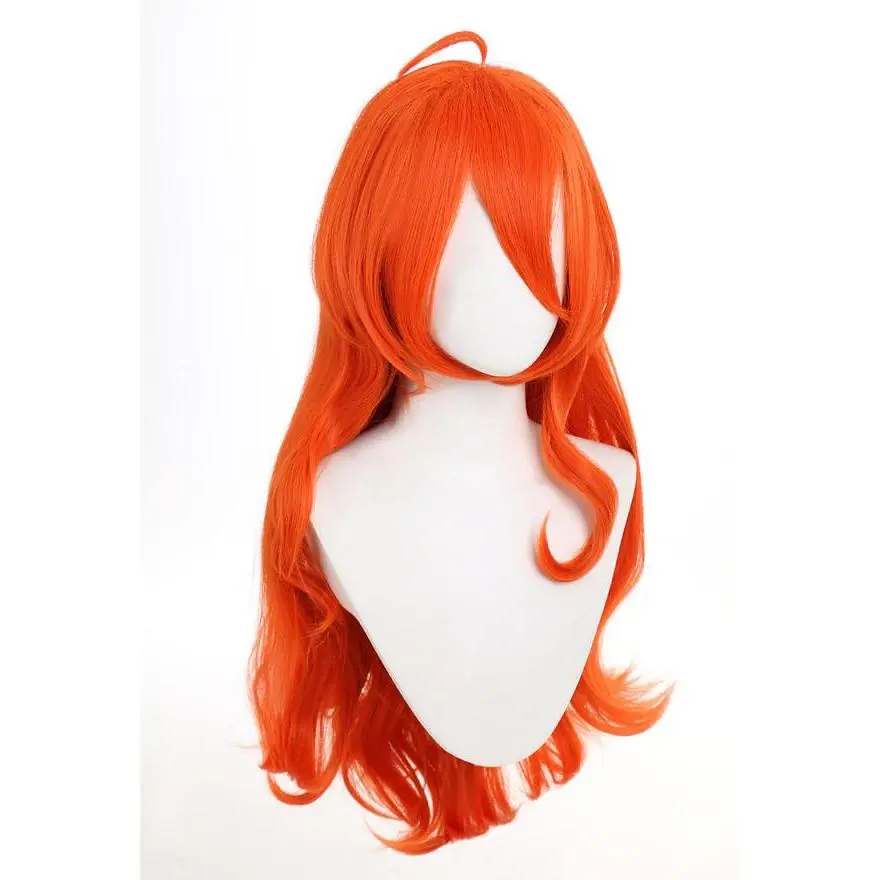 Micotaku Winx Club Bloom Long Red Wavy Synthetic Wig with Bangs, Colored Anime Costume Wig for Halloween Cosplay, Synthetic Wigs, Anime Synthetic Costume Wigs