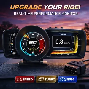 OBDII Car HUD Head-Up Display - Dual OBD/GPS Digital Smart Meter with GPS Tachometer | Speed, Engine RPM, Voltage Monitor, Fault Detection & Code Clearing, Hill Descent Gauge + Ambient Lighting, Fits Most Vehicles
