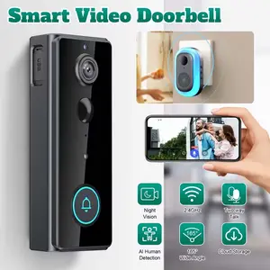 2025 New Smart Video Doorbell, 2.4G 1080P HD Ring Doorbell Camera, Two-Way Talk, PIR Motion Detection and Night Vision, Easy Installation, Essential for Smart Homes, Home Security System, Classic Black (5G Not Supported)