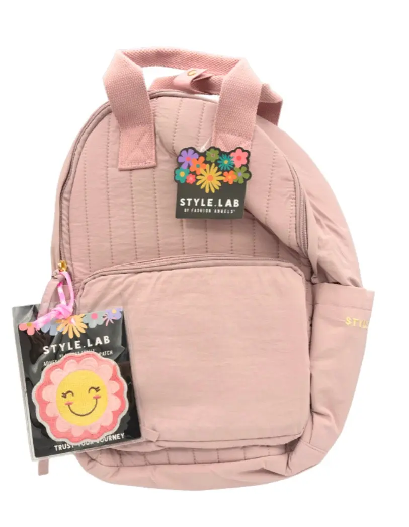 Pink Lulu Midi Puffer Backpack with 2 Adhesive Patches