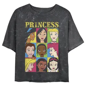 Junior's Disney Princess Distressed Close-Up Poster T-Shirt