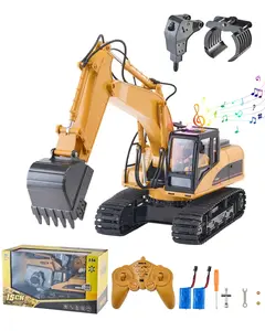 【fathersdaygift】VEVOR Remote Control Excavator Toy 15 Channel3 in 1 Remote Control Digger with Metal Shovel1:14 Scale RC Excavator with Light & SoundFull Functional Construction Vehicles for Kids2 Batteries