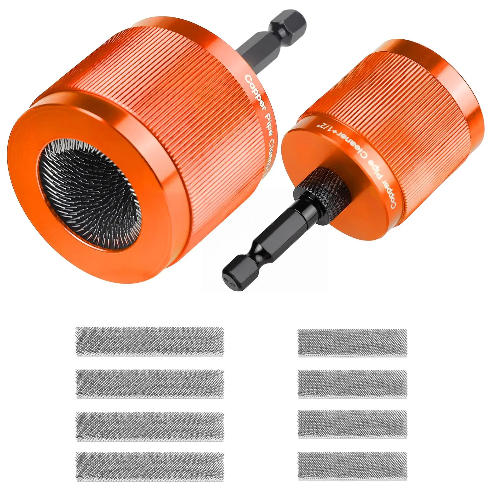 1/2" & 3/4" & 1" Metal Copper Pipe Cleaner Set Electric Drill Cleaning Brushes Tools for Tubes Professional Plumbers Industrial Purposes Rust Stains Paint Removal