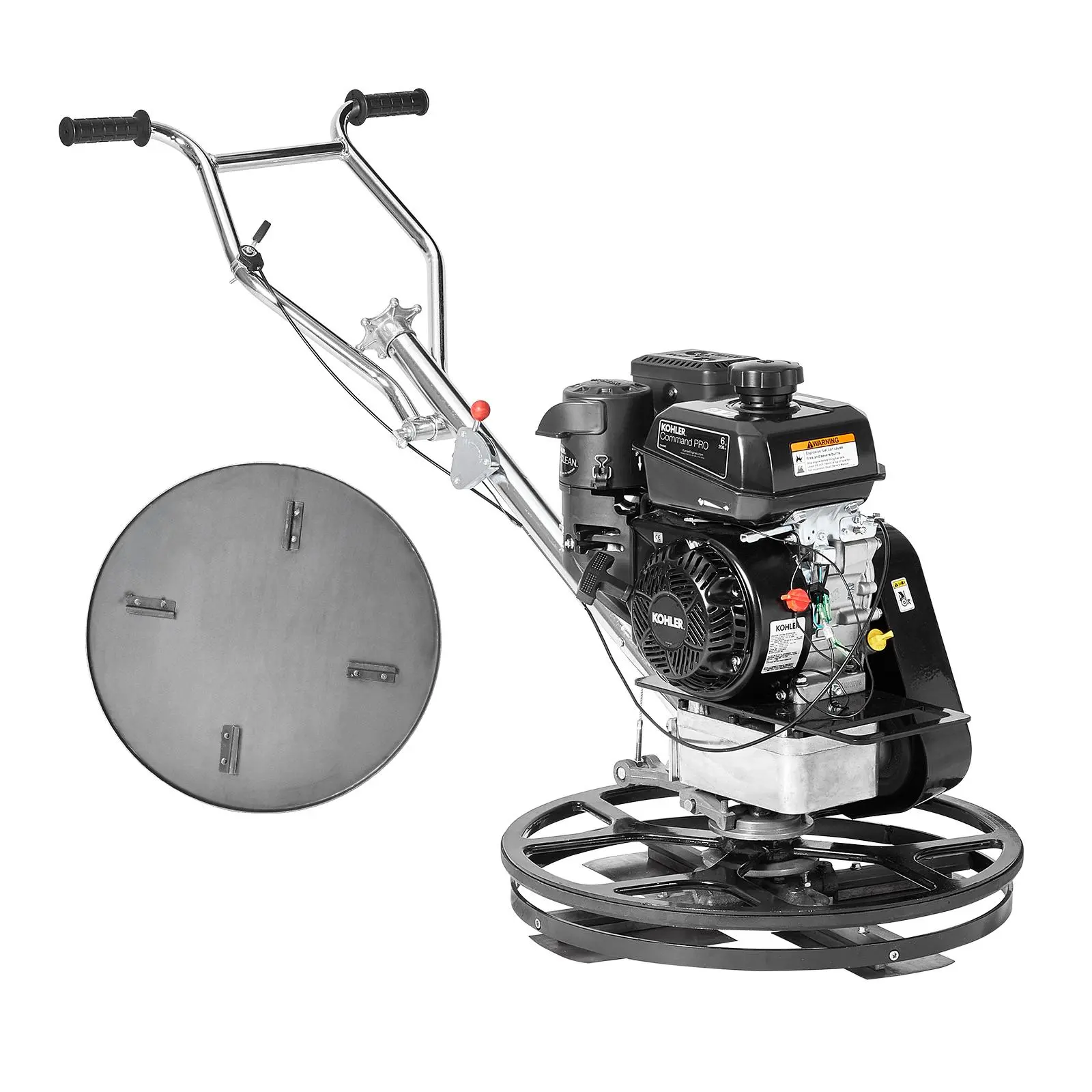 VEVOR 24" Walk-Behind Gas-Powered Power Trowel Polisher Tool, 6HP Kohler Gasoline Engine Cement Surface Finisher with Float Pan, Heavy-Duty Commercial Screed, Steel Blades (0-28° Adjustable Pitch), 3600 RPM for Smooth Surfaces, Tools#BacktoSchool