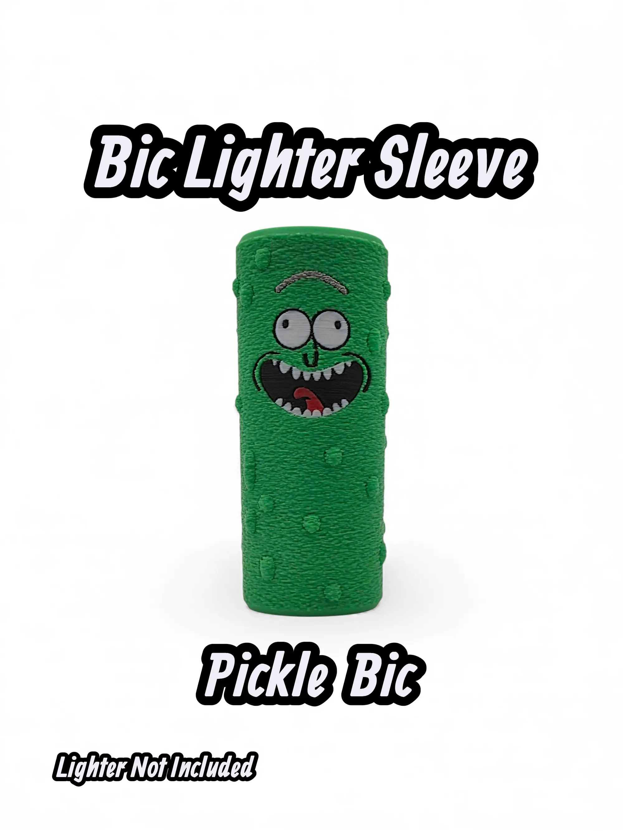 Pickle Rick Bic Lighter Sleeve - Fun Gift for Bic Lighters - Unique Character Design - PLA Material - Enhances Appearance Without Additional Functionality