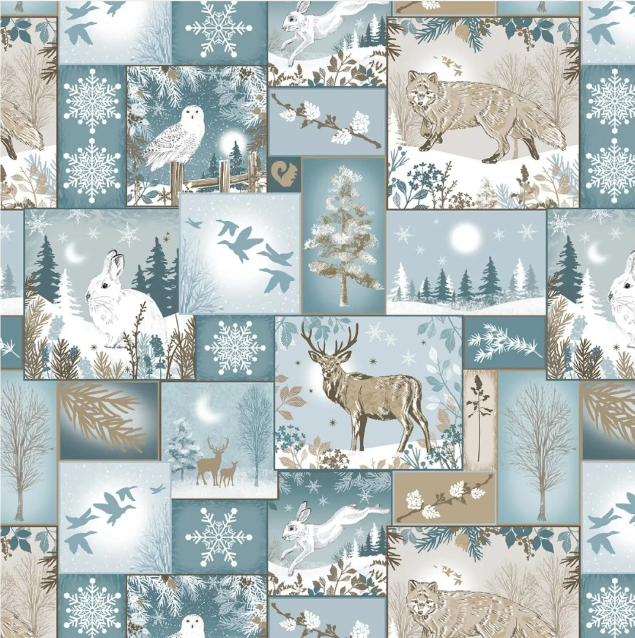 Winter Whispers Quilt Fabric by the Yard | Woodland Winter Cotton Fabric
