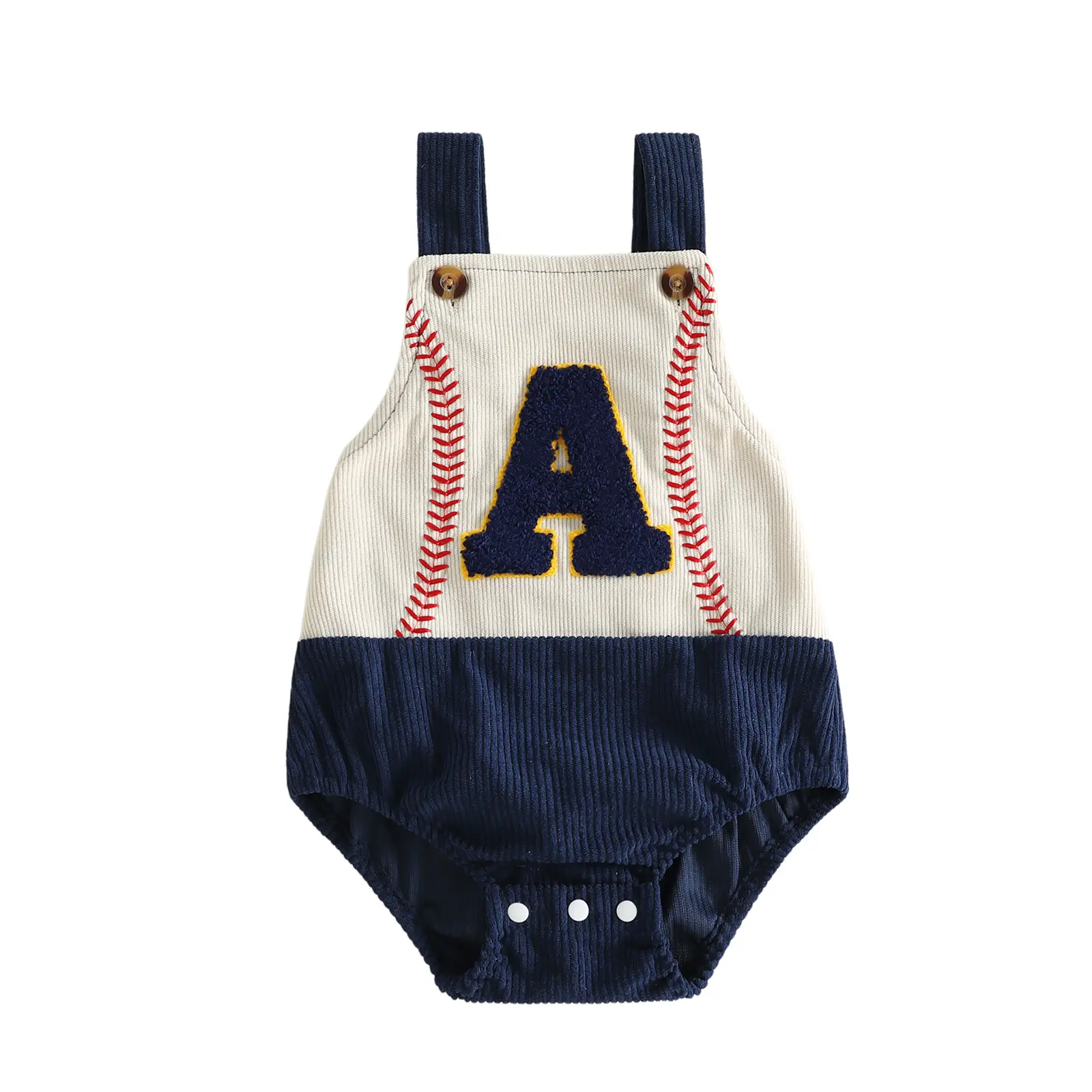 Infant Baby Boy Baseball Jumpsuit Letter Embroidery Sleeveless Square Neck Tank Romper 0-18 Months
