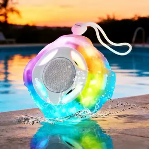 Shower Bluetooth  waterproof speaker, IPX7， Swimming pool float, 2000mAh, portable wireless speaker with LED light, high-definition sound and bass, suitable for traveling to the beach, kayaking, swimming pool, camping, gifts