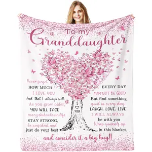 Granddaughter Gifts from Grandma, Gift for Granddaughter, Great Granddaughters Gift, Birthday Gifts for Grand-Daughter Blanket 60"x 50", Presents from Grandpa