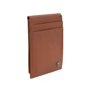 Jack Abrahams Goat Nappa Leather Bi-Fold Card Case Wallet Cognac