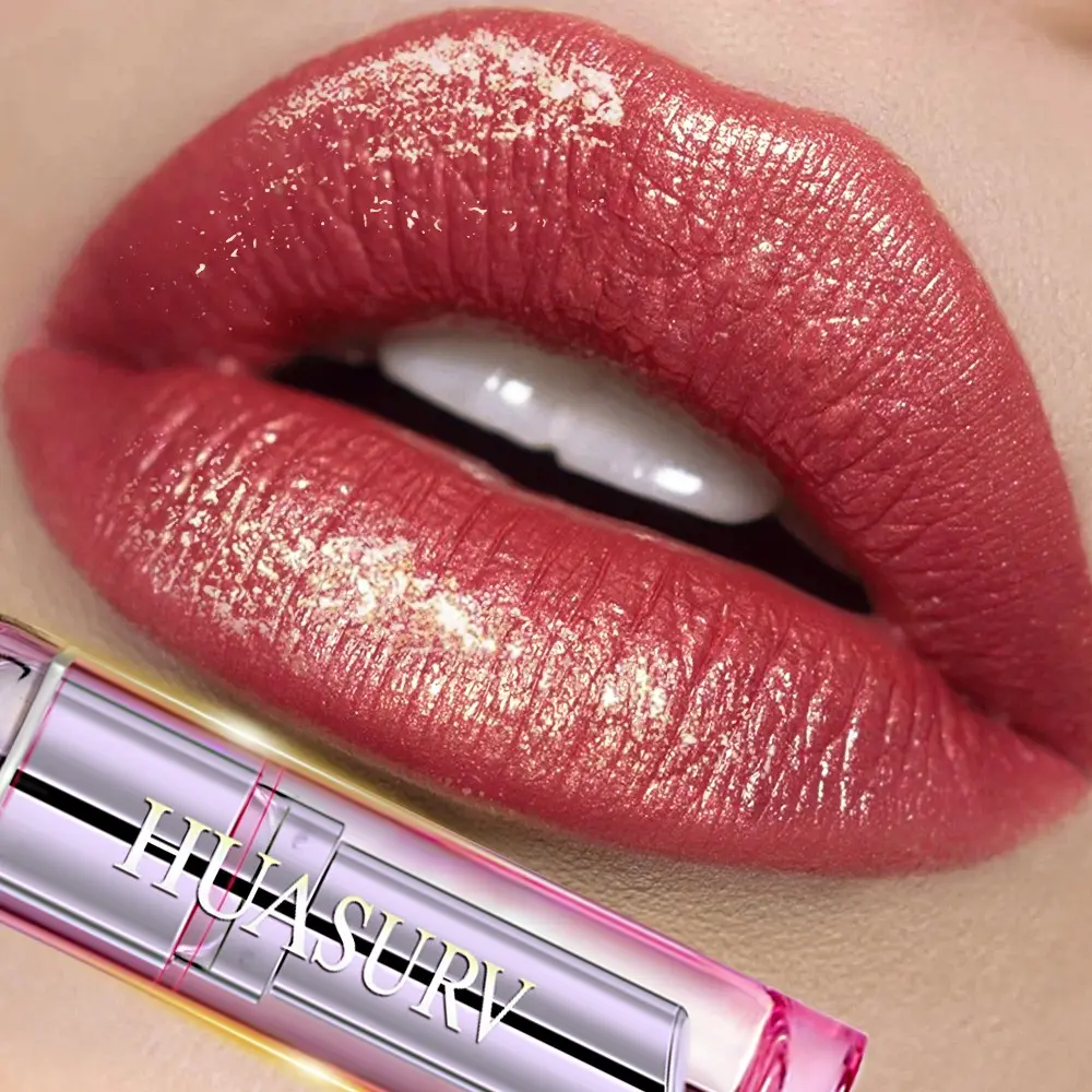 Huasurv Moisturizing Glitter Lip Balm, Glossy Lip Balm, Long-Lasting Bright Color, Shimmer Effect, Attractive Lips, Hs3430-12, Single Pack