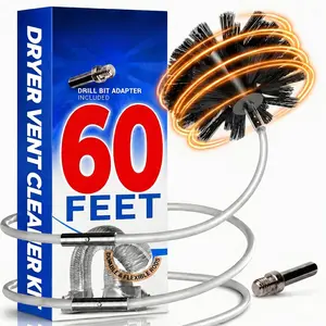 Upgraded 60- Dryer Vent Cleaner Kit with Drill Attachment - Flexible Lint Remover Brush, Extends Up to 60 ft, Works with or Without Power Drill