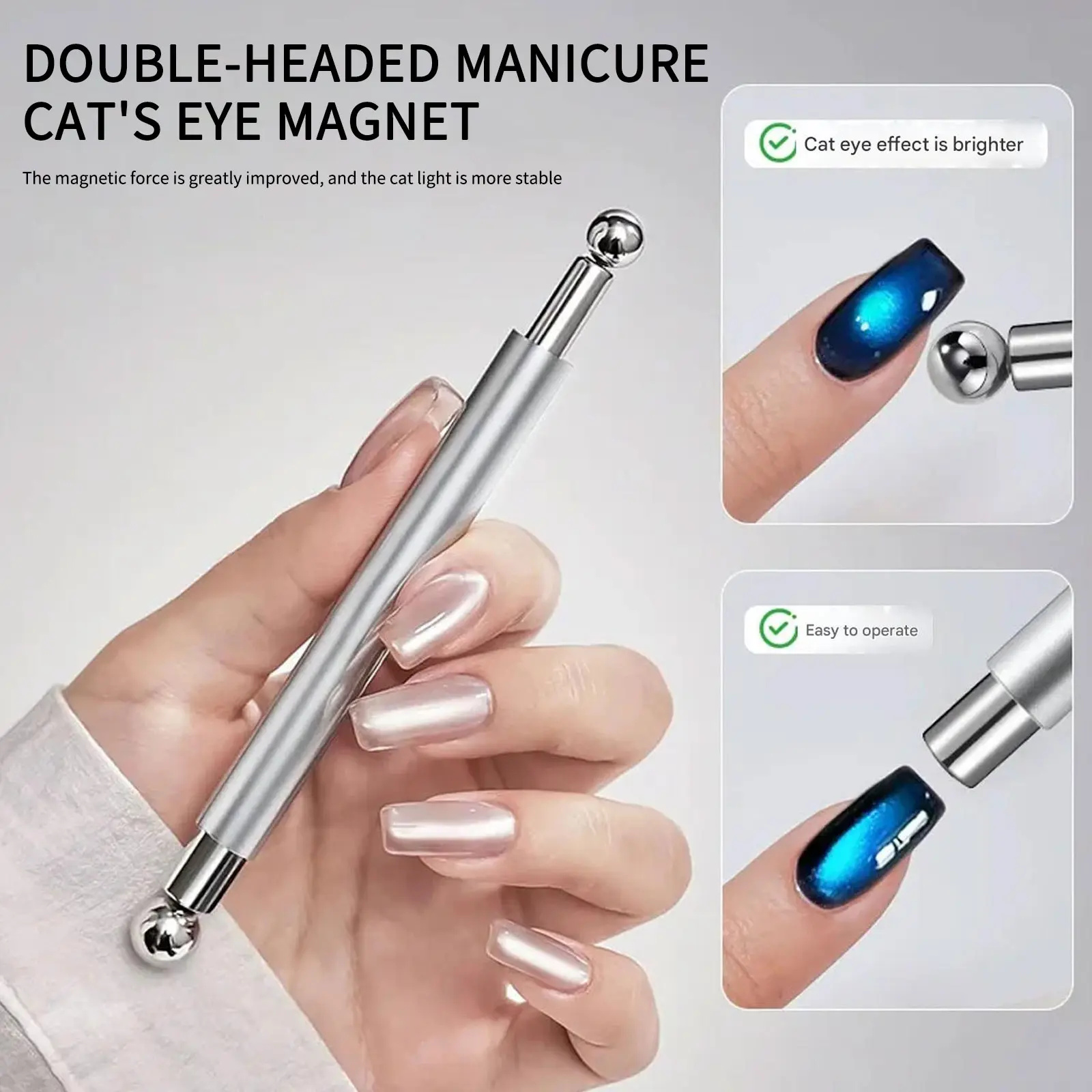 Multifunctional nail art double-headed magnet rod 2025 new French wide light glass beads cat's eye magnet nail art shop special tool Manicure Accessories Nail Art Accessories Tools Home Nail Art