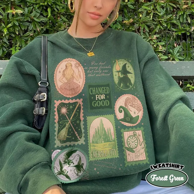 Wicked Changed For Good Stamps Shirt, Defy Gravity Broomstick Magic Wand Sweater, Wizard Movie Inspired Shirt, Wicked Musical Fan Gift Shirt