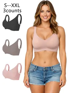 women's elegant seamless wire-free bra, beautiful back bra, casual everyday soft push-up bra, with bra pads and adjustable straps, everyday underwear, women's clothing