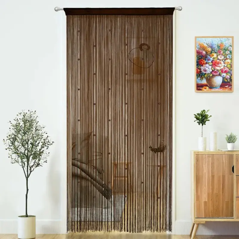 Dark Brown Beaded Curtains - 39" W x 79" L (1 Pack) for Doorways, Windows, Wall, Easy to Replace, Wipe Clean, Adds Privacy (Home & Festive Decor)
