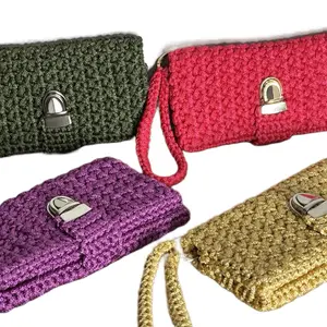 Wristlets - Multicolor Handmade Crochet Clutches with Secure Buckle Closure for Everyday Use
