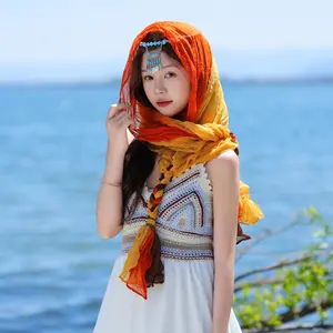 Spring and Autumn Versatile Fashion Headscarf Outdoor Thin Braided Scarf Travel Photography Elegant Shawl Headscarf